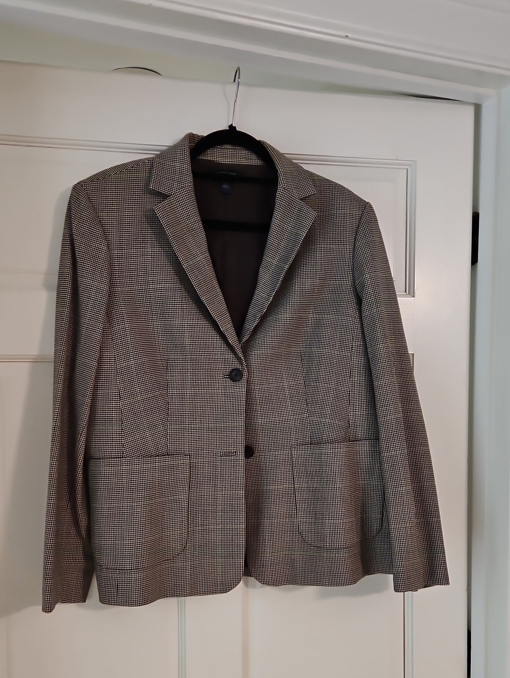Lands' End Women's Glen Plaid Blazer in Brown and Black